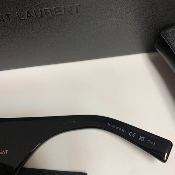 Saint Laurent Bold Black Sunnies Gold Logo Statement